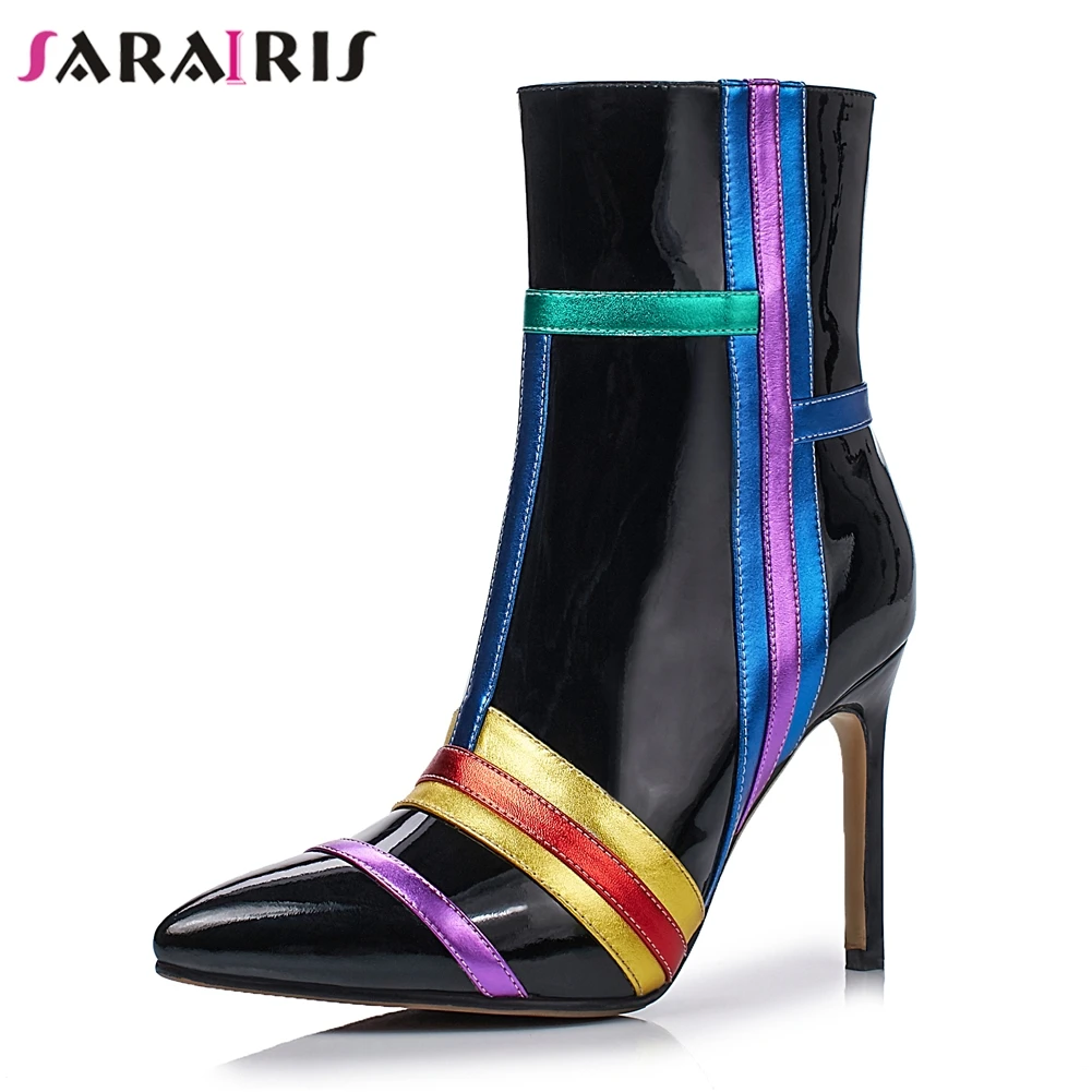 SARAIRIS New 33-43 Brand Luxury Ankle Boots Women 2019 Autumn Genuine Patent Leather Shoes Booties OL High Heels Shoes Woman
SARAIRIS New 33-43 Brand Luxury Ankle Boots Women 2019 Autumn Genuine Patent Leather Shoes Booties OL High Heels Shoes Woman