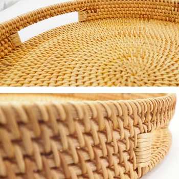 Rattan Storage Tray Round Basket Hand-Woven Rattan Tray Wicker Basket Bread Fruit Food Breakfast Storage
Rattan Storage Tray Round Basket Hand-Woven Rattan Tray Wicker Basket Bread Fruit Food Breakfast Storage