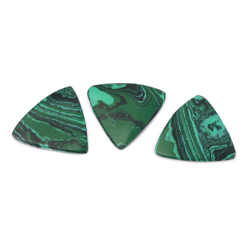 Pack of 3 Triangle Guitar Pick Plectrums Malachite Stone for Guitar Bass Ukulele Parts Pack of 3 Triangle Guitar Pick Plectrums Malachite Stone for Guitar Bass Ukulele Parts