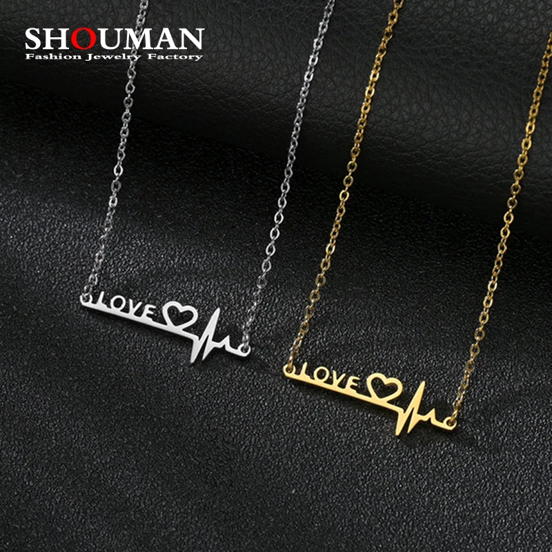 SHOUMAN Stainless Steel Heart Love Letter Heartbeat Necklaces High Polished Gold Color for Momen Girl Party Jewelry
SHOUMAN Stainless Steel Heart Love Letter Heartbeat Necklaces High Polished Gold Color for Momen Girl Party Jewelry