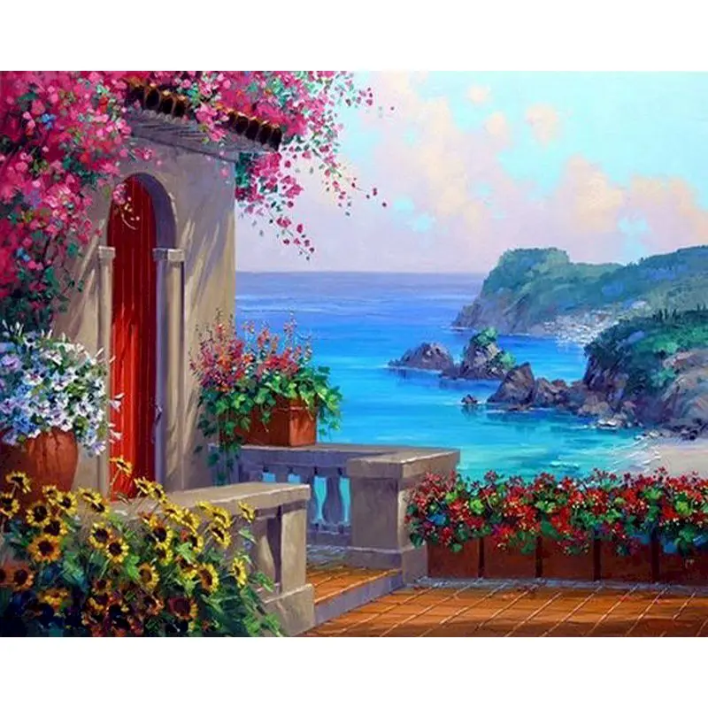 Paint By Number Mediterranean flower house DIY Painting By Number Modern Wall Art Picture By Numbers Seascape For Home Decors
Paint By Number Mediterranean flower house DIY Painting By Number Modern Wall Art Picture By Numbers Seascape For Home Decors