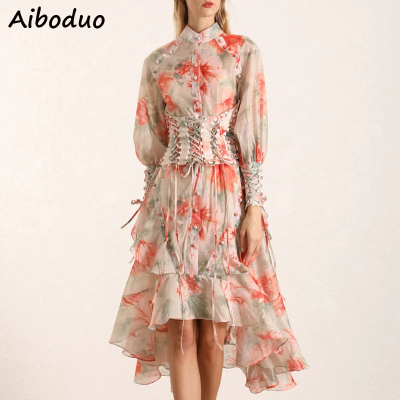 High Street Fashion Printing Women Dress Midi Knee-length Asymmetric Irregular Dress with Sashes Lace-up Ladies Bohemian Vestido
High Street Fashion Printing Women Dress Midi Knee-length Asymmetric Irregular Dress with Sashes Lace-up Ladies Bohemian Vestido