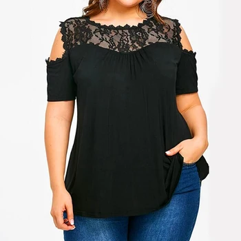 Summer Casual Tops Blouses Cold Shoulder Strapless Short Sleeve Shirt O Neck Lace Patchwork Solid Blusas Roupa Plus Size XL- 5XL
Summer Casual Tops Blouses Cold Shoulder Strapless Short Sleeve Shirt O Neck Lace Patchwork Solid Blusas Roupa Plus Size XL- 5XL