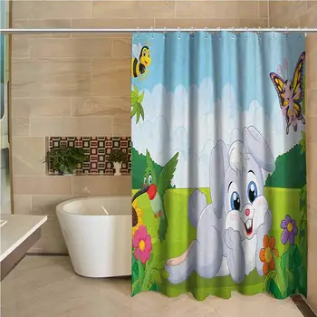 Kids Professional Shower Curtain Rabbit on The Grass with Bee and Butterfly Birds Flowers Children Cartoon Fun Design Decorative
Kids Professional Shower Curtain Rabbit on The Grass with Bee and Butterfly Birds Flowers Children Cartoon Fun Design Decorative