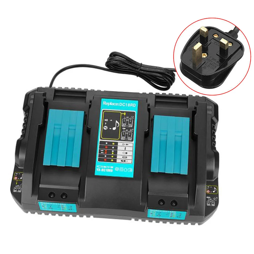 For Makita DC18RD Li-ion 14.4V-18V Dual Twin Port Battery Charger 120W Fast 50-60HZ UK, AU, EU,US Plug Type
For Makita DC18RD Li-ion 14.4V-18V Dual Twin Port Battery Charger 120W Fast 50-60HZ UK, AU, EU,US Plug Type