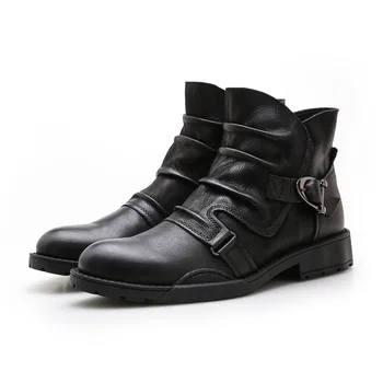2019 New flat heel men Boots Genuine Leather Shoes male Round head Solid color Side zipper fashion Men's winter Boots Size 38-43
2019 New flat heel men Boots Genuine Leather Shoes male Round head Solid color Side zipper fashion Men's winter Boots Size 38-43