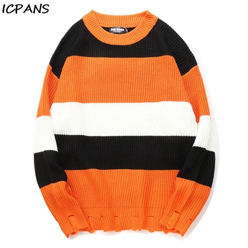 ICPANS Cotton Hollow Out Hip Hop Sweater Pullovers Mens Knitted Streetwear Striped Pullover for Men Loose O Neck 2019 Autumn
ICPANS Cotton Hollow Out Hip Hop Sweater Pullovers Mens Knitted Streetwear Striped Pullover for Men Loose O Neck 2019 Autumn