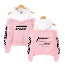 Moda marka yeni ATEEZ kapalı omuz hoodie desen baskı kadın moda kış/sonbahar rahat Hoodies off-omuz seksi(China)