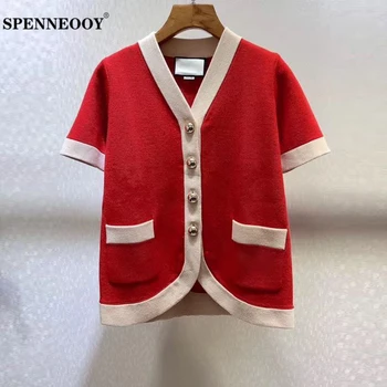 SPENNEOOY Designer Custom Runway Women Spring Streetwear Fashion Red Knitting Cardigans V-Neck Pockets Ladies Loose Sweater
SPENNEOOY Designer Custom Runway Women Spring Streetwear Fashion Red Knitting Cardigans V-Neck Pockets Ladies Loose Sweater
