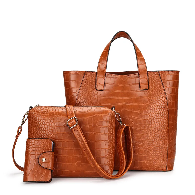 2019 New Style WOMEN'S Bag Crocodile Pattern Three-piece Set Different Size Bags Vintage Hand Large Bag Crossbody Bag Send Silk
2019 New Style WOMEN'S Bag Crocodile Pattern Three-piece Set Different Size Bags Vintage Hand Large Bag Crossbody Bag Send Silk