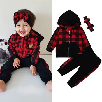 New Autumn Children Clothing Boys Girl Plaid Casual Hoodie+Pants+Headband 3pcs/Set Infant Outfit Kids Clothes Suit Tracksuits 
New Autumn Children Clothing Boys Girl Plaid Casual Hoodie+Pants+Headband 3pcs/Set Infant Outfit Kids Clothes Suit Tracksuits