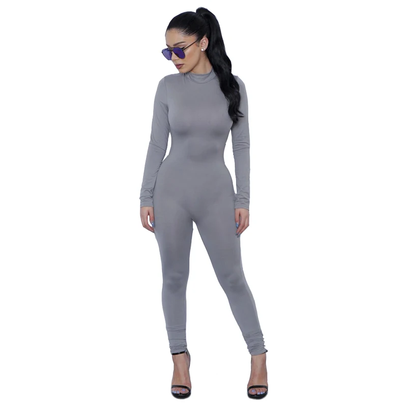 Casual Women One Piece Jumpsuits Long Sleeve Turtleneck Bodycon Back Zipper Long Pants Sexy Outfits Grey Rompers
Casual Women One Piece Jumpsuits Long Sleeve Turtleneck Bodycon Back Zipper Long Pants Sexy Outfits Grey Rompers