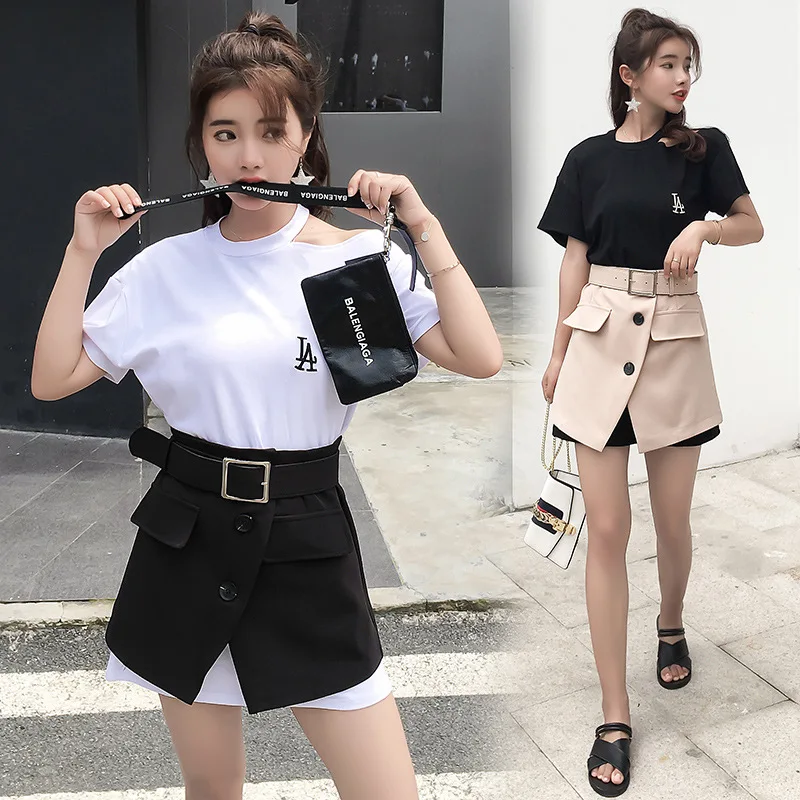2018 Summer New Style Korean-style Fashion Network Red Versatile Super Fire Lettered T-shirt High Waist Skirt Two-Piece Set
2018 Summer New Style Korean-style Fashion Network Red Versatile Super Fire Lettered T-shirt High Waist Skirt Two-Piece Set