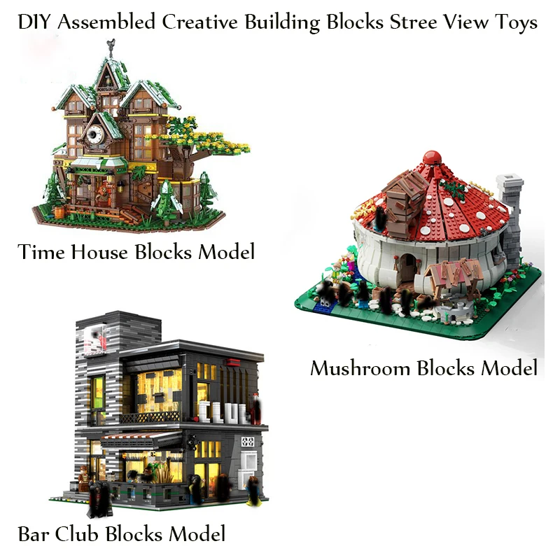 City Stree View Series High-Tech MOC Building Blocks Set Mushroom Bar Club Time House Bricks Model Toys Gift House Life Decorate
City Stree View Series High-Tech MOC Building Blocks Set Mushroom Bar Club Time House Bricks Model Toys Gift House Life Decorate