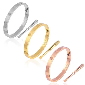 Stainless Steel New Titanium Women Screw Charm Bracelets Rose Gold Color Carter Love Screwdrive Bangles Gifts Women Men Couple 
Stainless Steel New Titanium Women Screw Charm Bracelets Rose Gold Color Carter Love Screwdrive Bangles Gifts Women Men Couple