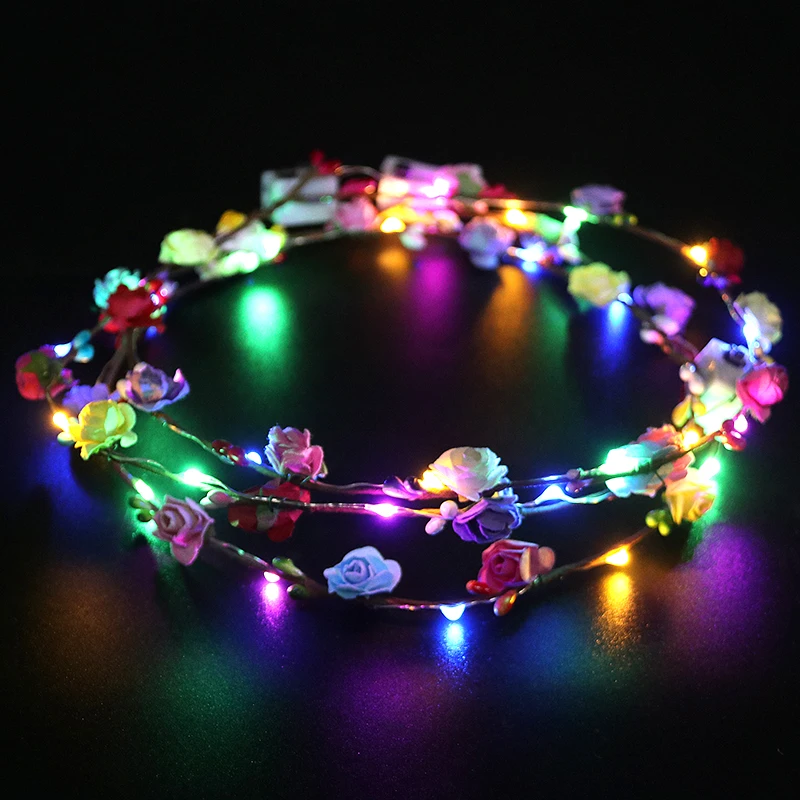 1/2/5pcs Led Light Artificial Flowers Wreath Headband Garland wedding Decoration Flower Crown Girl Birthday Party hair band 
1/2/5pcs Led Light Artificial Flowers Wreath Headband Garland wedding Decoration Flower Crown Girl Birthday Party hair band