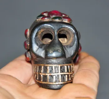 christmas Rare Tibet Buddhism black Old jade Inlay gem Skeleton Skull death-Head Statue halloween
christmas Rare Tibet Buddhism black Old jade Inlay gem Skeleton Skull death-Head Statue halloween