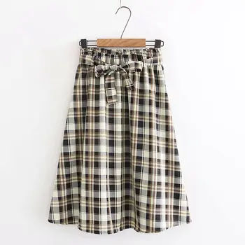 Spring new Japanese Loose Mid-length Skirt Young Girl Student Cute Bowknot Lace Retro Casual Bandage Plaid A-line skirt Korean
Spring new Japanese Loose Mid-length Skirt Young Girl Student Cute Bowknot Lace Retro Casual Bandage Plaid A-line skirt Korean
