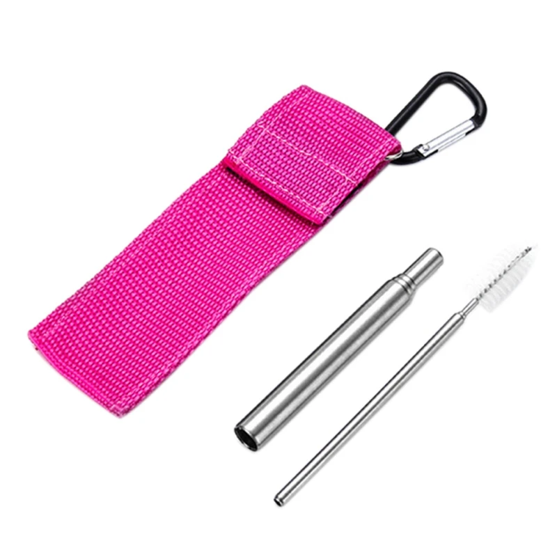 

Reusable Collapsible Metal Drinking Straw Portable Stainless Steel Telescopic Drinking Straw for Travel with Bag and Brush Set