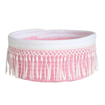 Cotton Rope Storage Baskets Style Tassel Handmade Woven Dirty Clothes Laundry Basket Desktop Sundries Organizer Hamper 
Cotton Rope Storage Baskets Style Tassel Handmade Woven Dirty Clothes Laundry Basket Desktop Sundries Organizer Hamper
