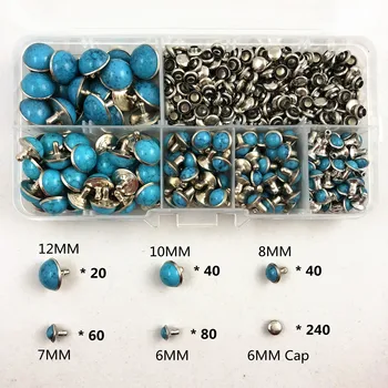 

YORANYO 240 Sets Blue Turquoise Rapid Rivets Silver Color Metal Studs fit for Bag Shoes Bracelet Tandy Leather Shipping Free