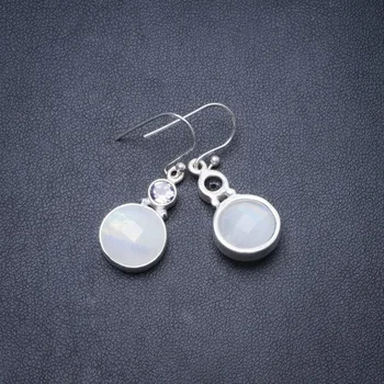 Natural Rainbow Moonstone and Amethyst Handmade Unique 925 Sterling Silver Earrings 1.25" Y3088
Natural Rainbow Moonstone and Amethyst Handmade Unique 925 Sterling Silver Earrings 1.25" Y3088