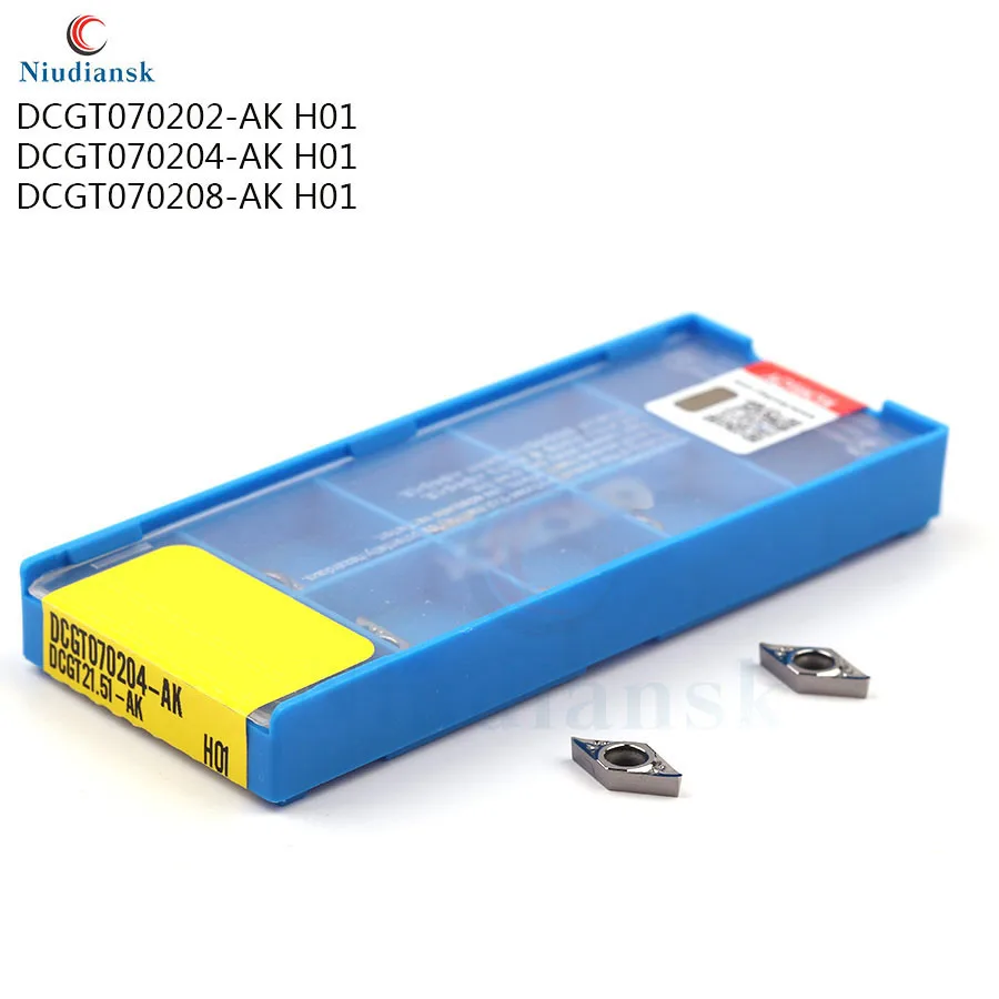 Лезвие из алюминиевого сплава DCGT070202 DCGT070204 DCGT070208 H01 100% оригинальное лезвие цементированного карбида