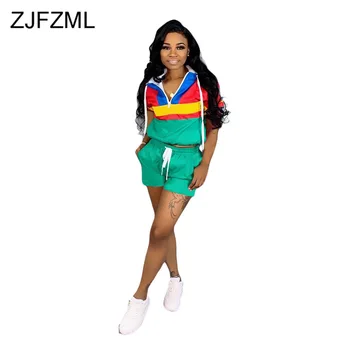 Striped Sexy 2 Piece Tracksuit Women Stand Collars Short Sleeve Zipper Front Top + Drawstring Shorts Plus Size Summer Outfits
Striped Sexy 2 Piece Tracksuit Women Stand Collars Short Sleeve Zipper Front Top + Drawstring Shorts Plus Size Summer Outfits