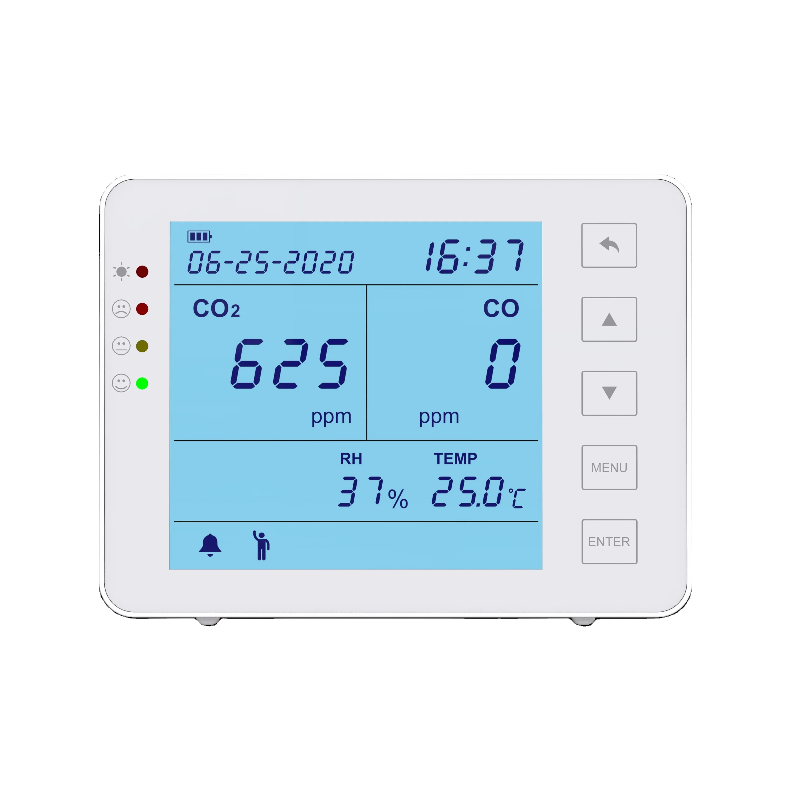 CO2 Monitor and CO Alarm for Indoor Air Quality Monitor with Humidity and Temperature
CO2 Monitor and CO Alarm for Indoor Air Quality Monitor with Humidity and Temperature