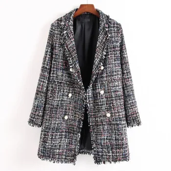 New Plus Size Autumn Winter Women Coats Fashion Turn-Down Collar Double Button Plaid Woolen Blends Coat For Women Outerwear Coat 
New Plus Size Autumn Winter Women Coats Fashion Turn-Down Collar Double Button Plaid Woolen Blends Coat For Women Outerwear Coat