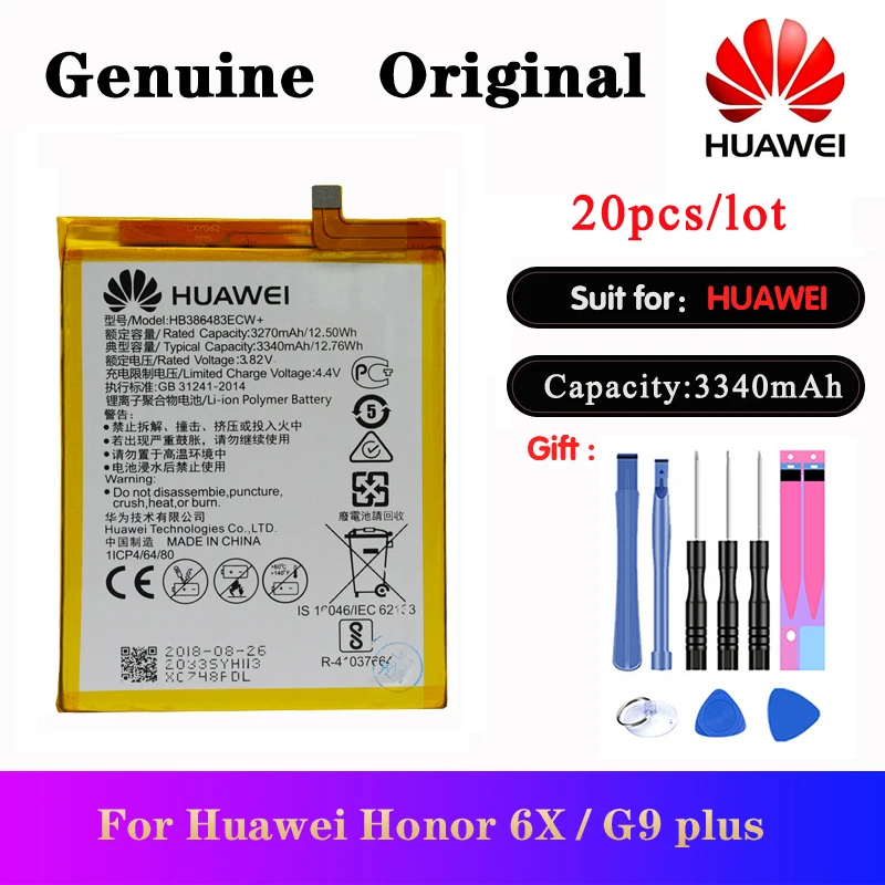 20pcs/lot Replacement Battery For Huawei Honor 6X / G9 plus / Maimang 5 / GR5 2017 Phone HB386483ECW Original Batteries 3340mAh
20pcs/lot Replacement Battery For Huawei Honor 6X / G9 plus / Maimang 5 / GR5 2017 Phone HB386483ECW Original Batteries 3340mAh