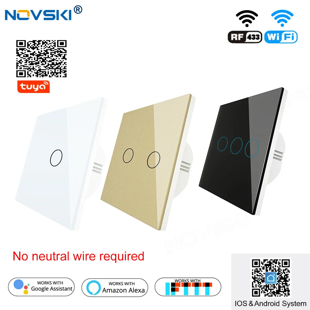 NOVSKI EU Touch Switch Wifi RF Dual Mode, Tuya Smart Home Android & iOS App, Support Alexa Google Home, No Neutral Wire Required
NOVSKI EU Touch Switch Wifi RF Dual Mode, Tuya Smart Home Android & iOS App, Support Alexa Google Home, No Neutral Wire Required