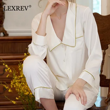 Noble Women Satin Silk Pajamas Sets Elegance Long Sleeve Trousers Women Sleepwear Pijamas Pyjamas Sets
Noble Women Satin Silk Pajamas Sets Elegance Long Sleeve Trousers Women Sleepwear Pijamas Pyjamas Sets