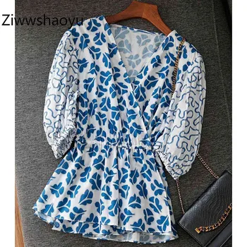 Ziwwshaoyu Spring Summer Sexy V-Neck Blue Flower Print 100% Cotton Lace Up Blouse Shirt Tops Women's High Quality Clothing
Ziwwshaoyu Spring Summer Sexy V-Neck Blue Flower Print 100% Cotton Lace Up Blouse Shirt Tops Women's High Quality Clothing