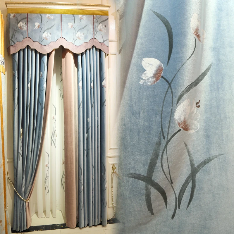 Blue luxury modern new Chinese style Chinese flannel shade curtain high grade atmosphere Chinese living room bedroom curtains
Blue luxury modern new Chinese style Chinese flannel shade curtain high grade atmosphere Chinese living room bedroom curtains