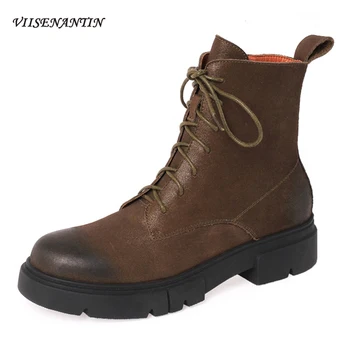 Autumn Winter New Round Toe Lace-up Style Casual Thick-soled Ankle Boots Pearlescent Cowbag British Style Short Boots Women
Autumn Winter New Round Toe Lace-up Style Casual Thick-soled Ankle Boots Pearlescent Cowbag British Style Short Boots Women
