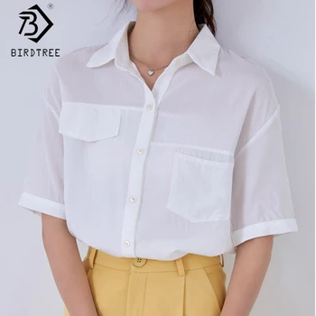 Women Shirts 2020 Summer Turn-down Collar Short Sleeve Single-breasted Pockets Solid Blouses Korean Style Tops T06434K
Women Shirts 2020 Summer Turn-down Collar Short Sleeve Single-breasted Pockets Solid Blouses Korean Style Tops T06434K