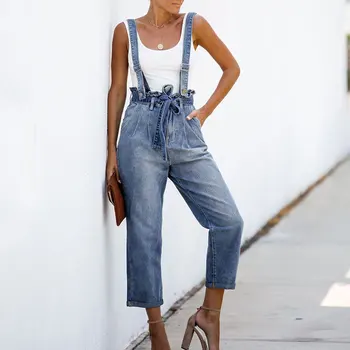 Spring 2020 Bib Pants Women's Street High Waist Denim Jumpsuit Casual Blue Cotton Summer Ladies One Piece Loose Pants overalls
Spring 2020 Bib Pants Women's Street High Waist Denim Jumpsuit Casual Blue Cotton Summer Ladies One Piece Loose Pants overalls