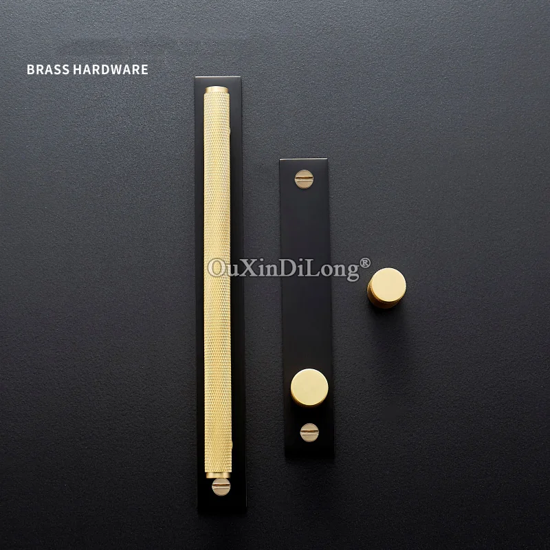 

1PCS Solid Brass Furniture Knurled/Conceal Install Modern Gold Black Wardrobe Dresser Cupboard Cabinet Drawer Pulls Bar GF302