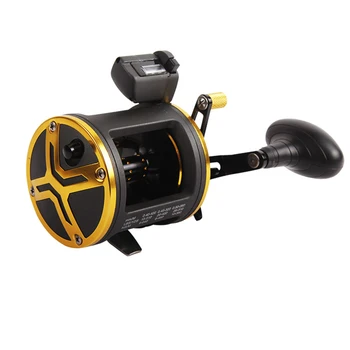 

K8356 Digital Display Drum Fishing Reels 6.2:1 Big Game Trolling Reel Saltwater Black Golden Right Hand Ocean Boat Fishing