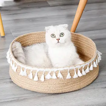 Nordic Cat Nest Natural Fringed Woven Pet House Sleeping Claw Grinding Round Bed Warm Sleeping Cat Pet Bed Mat Cat House
Nordic Cat Nest Natural Fringed Woven Pet House Sleeping Claw Grinding Round Bed Warm Sleeping Cat Pet Bed Mat Cat House
