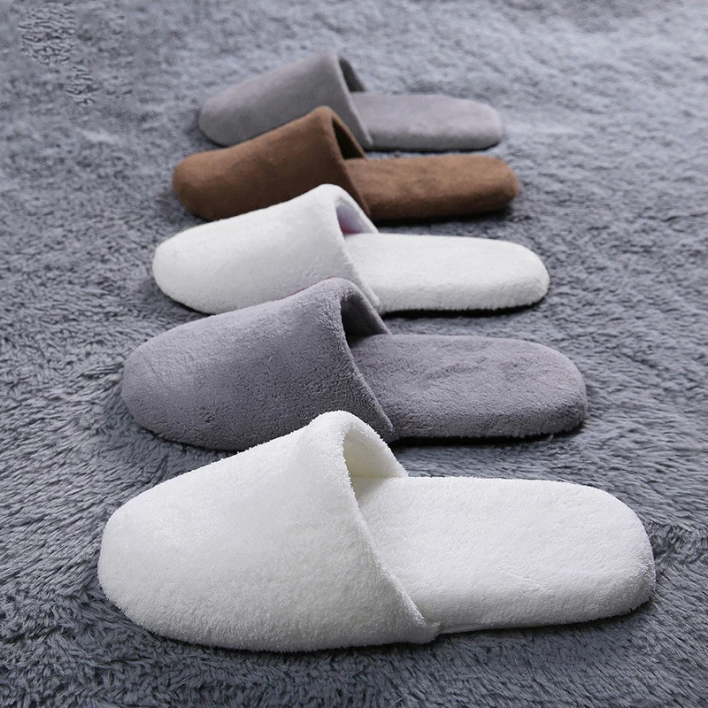 1 Pair Flock Bread Shoes Hotel Disposable Slippers Colorful winter Warm Home Women Slippers Bedroom Indoor Non-slip Slippers