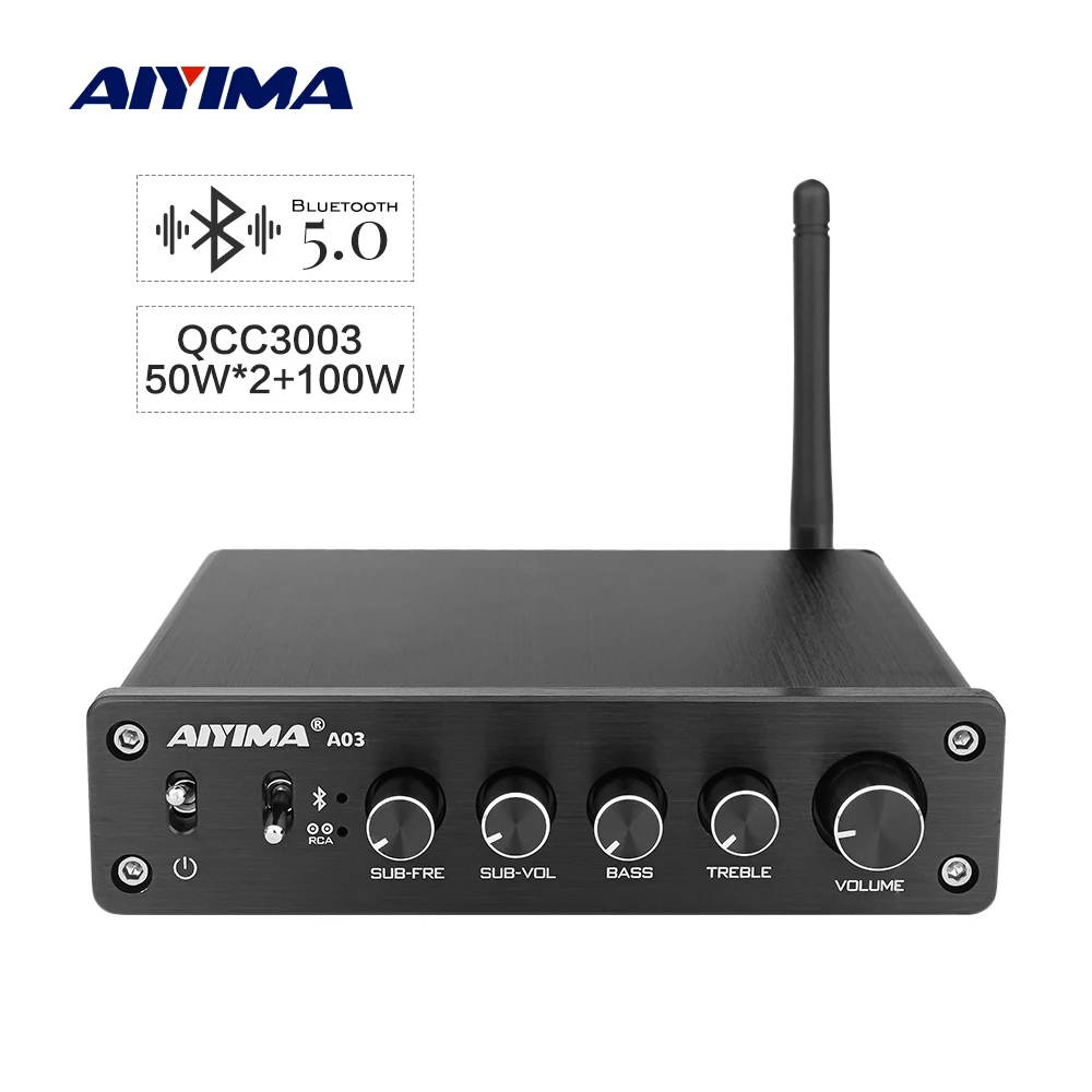 AIYIMA TPA3116 усилитель сабвуфера Аудио Bluetooth звуковой 2 1 50 Вт x2 + 100 HiFi TPA3116D2 цифровой