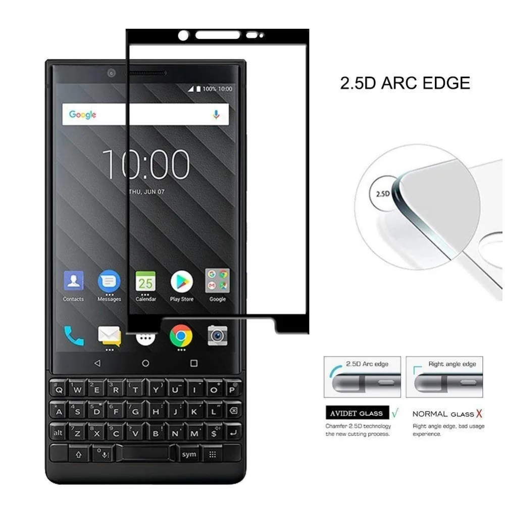 Закаленное стекло для BlackBerry Key 2 Two Key2 4 5 дюйма черное полное покрытие защитное