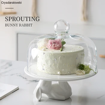 Rabbit Fruit Tray Ceramic Cake Pan with Glass Cover Afternoon Tea Dessert Snack Rack Party Wobble Plate Cake Stand Display Plate
Rabbit Fruit Tray Ceramic Cake Pan with Glass Cover Afternoon Tea Dessert Snack Rack Party Wobble Plate Cake Stand Display Plate