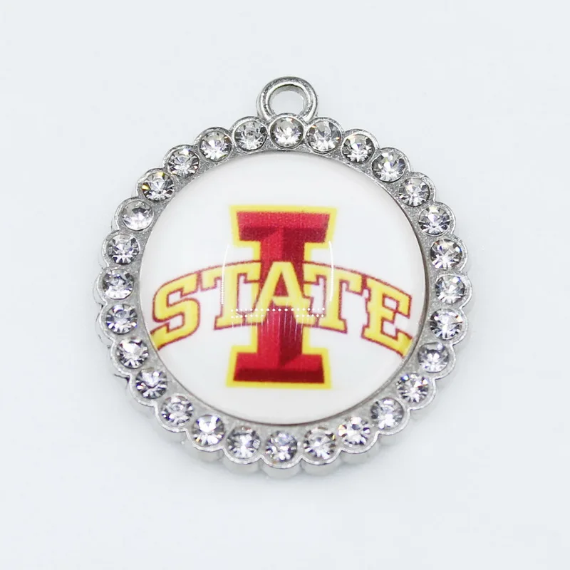 Айова State Cyclones круглые хрустальные 10 шт. подвесные шармы DIY ювелирные аксессуары