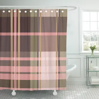 Khaki Pattern Check Pink All Over Geometric Plaid Taupe Shower Curtain Waterproof Polyester Fabric 72 x 78 Inches Set with Hooks
Khaki Pattern Check Pink All Over Geometric Plaid Taupe Shower Curtain Waterproof Polyester Fabric 72 x 78 Inches Set with Hooks