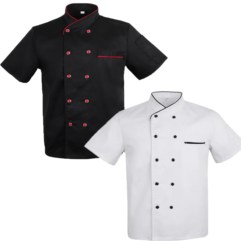 Unisex Adults Chefs Jacket Coat Hotel Kitchen Waiter Uniform Short Sleeved Food Service Cook Workwear Chefs Catering Apparel Unisex Adults Chefs Jacket Coat Hotel Kitchen Waiter Uniform Short Sleeved Food Service Cook Workwear Chefs Catering Apparel