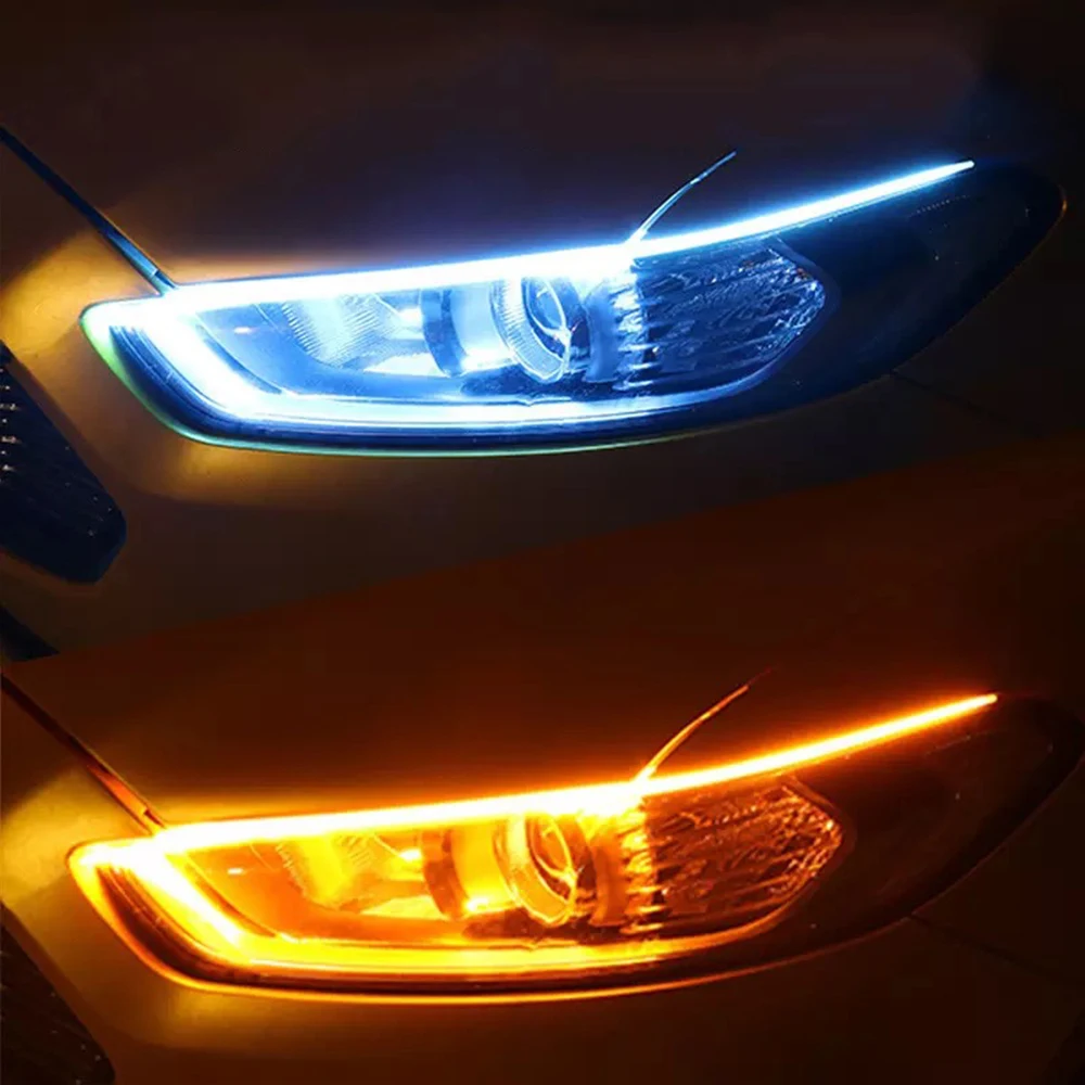 2pcs LED DRL Car Daytime Running Light Flexible Waterproof Strip Auto Headlights White Turn Signal Yellow Brake Flow Lights 12V
2pcs LED DRL Car Daytime Running Light Flexible Waterproof Strip Auto Headlights White Turn Signal Yellow Brake Flow Lights 12V
