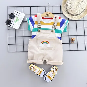 Infant Baby Girls Children Clothing for 1-4 Years Boys Summer Set 2 PCS Bib Suit Toddler Striped Short-sleeved Dress Rainbow 
Infant Baby Girls Children Clothing for 1-4 Years Boys Summer Set 2 PCS Bib Suit Toddler Striped Short-sleeved Dress Rainbow